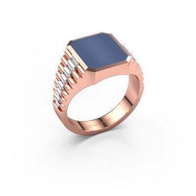 Signet ring Brent 2 585 rose gold blue sardonyx 12x10 mm