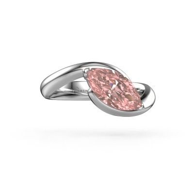 Engagement ring Aida MRQ 950 platinum pink lab grown diamond 11x5.5 mm