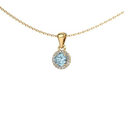 Pendant Seline rnd 585 gold blue lab grown diamond 4.7 mm