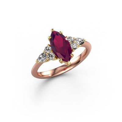 Engagement ring Melani MRQ 585 rose gold rhodolite 11x5.5 mm