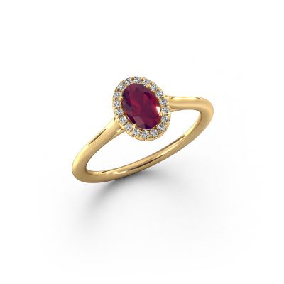 Engagement ring Seline ovl 1 585 gold rhodolite 6x4 mm