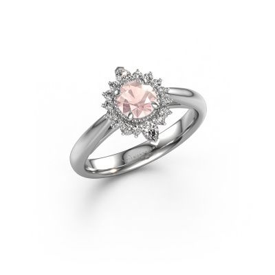 Engagement ring Susan 950 platinum morganite champagne 5 mm