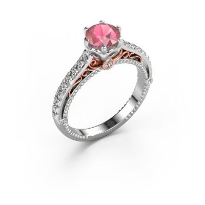 Engagement ring Venita 585 white gold tourmaline pink 6.5 mm