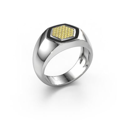 Bague pour homme Kris 950 platine saphir jaune 1.1 mm