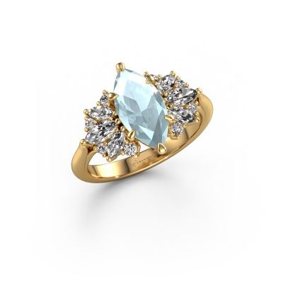 Engagement ring Jaimie 585 gold aquamarine 12x6 mm