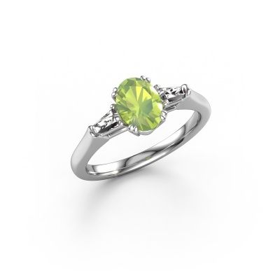 Engagement ring Indy OVL 950 platinum peridot 8x6 mm