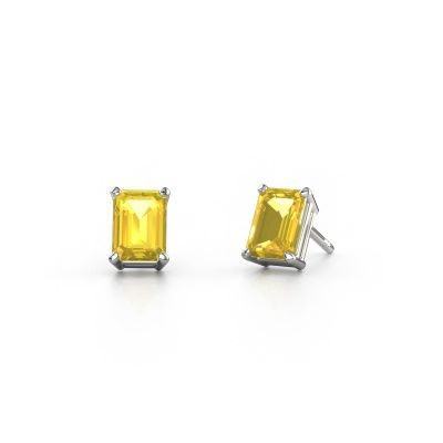 Clous d'oreilles Sam EME 585 or blanc saphir jaune 7x5 mm