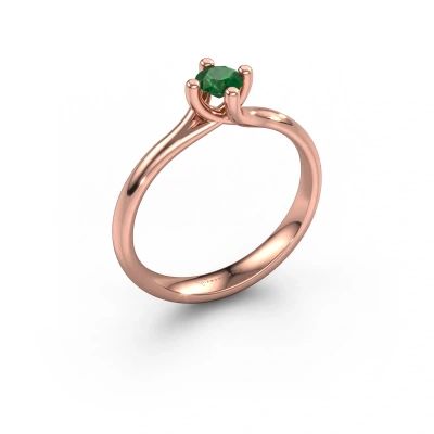 Engagement ring Dewi Round 585 rose gold emerald 4 mm