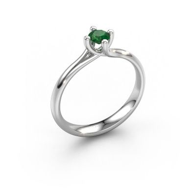 Engagement ring Dewi Round 585 white gold emerald 4 mm