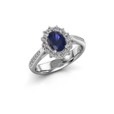 Engagement ring Margien 2 585 white gold sapphire 7x5 mm