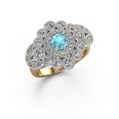 Ring Elia 585 Gold Blau Topas 5 mm