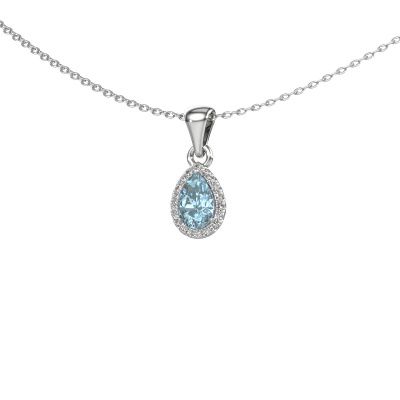 Pendant Seline per 950 platinum blue lab grown diamond 6x4 mm