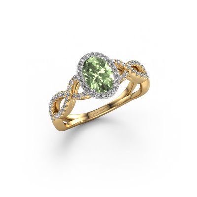 Engagement ring Dionne ovl 585 gold green lab grown diamond 7x5 mm