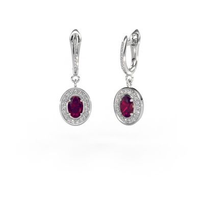 Drop earrings Layne 2 950 platinum rhodolite 7x5 mm