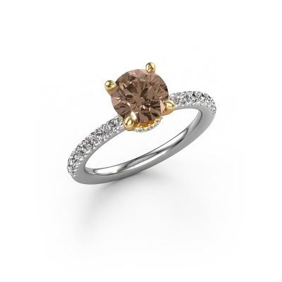 Verlobungsring Crystal rnd 4 585 Weißgold Braun Diamant 1.66 crt