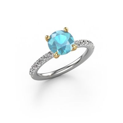 Engagement ring Crystal RND 2 585 white gold blue topaz 7.3 mm