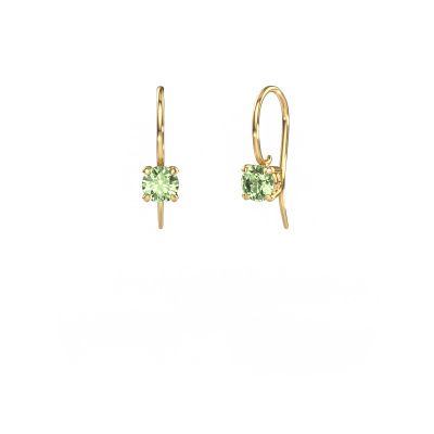 Drop earrings Cleo RND 585 gold green lab grown diamond 5 mm