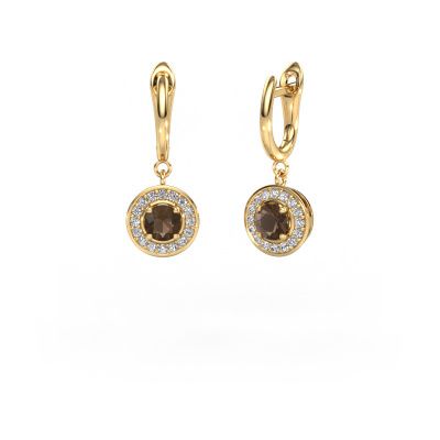 Drop earrings Ninette 1 585 gold smokey quartz 5 mm