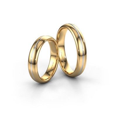 Wedding rings set WH2142LM34A ±4x1.7 mm 14 Carat gold diamond 0.015 crt
