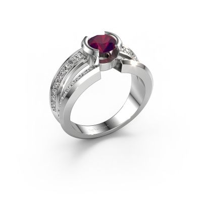 Bague pour homme Rowan 585 or blanc rhodolite 6.5 mm