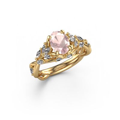 Engagement ring Samantha OVL 585 gold morganite champagne 7,5x5,5 mm