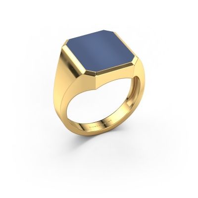 Zegelring Lars 3 light 585 goud blauw lagensteen 14x12 mm