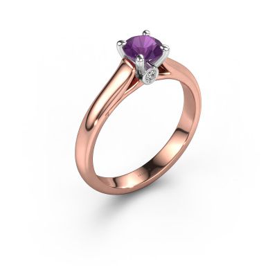 Engagement ring Valorie RND 1 585 rose gold amethyst 5 mm