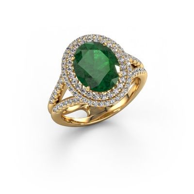 Engagement ring Elvie 585 gold emerald 10x8 mm