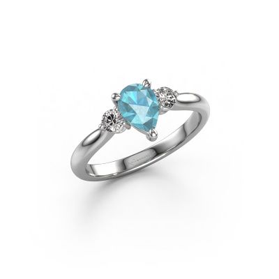 Engagement ring Lieselot PER 950 platinum blue topaz 7x5 mm