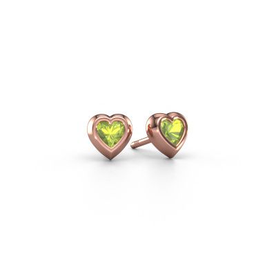 Clous d'oreilles Charlotte 585 or rose péridot 4 mm