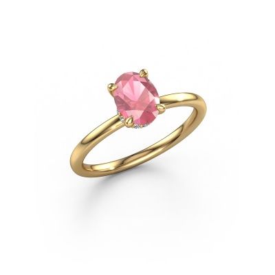 Engagement ring Crystal OVL 3 585 gold tourmaline pink 7,5x5,5 mm