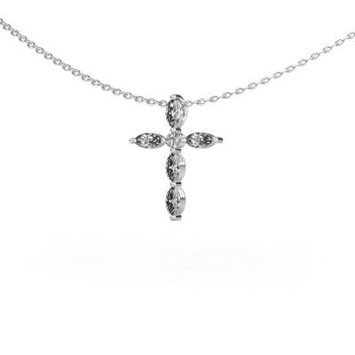 Pendant Cross 2 585 white gold lab grown diamond 0.76 crt