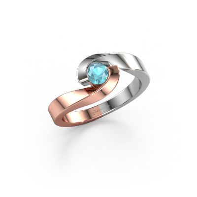 Ring Sheryl 585 Roségold Blau Topas 4 mm