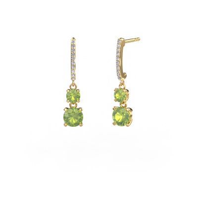 Drop earrings Tanja 2 585 gold peridot 4.2 mm