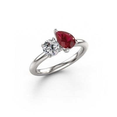 Engagement ring Toi et Moi PER-RND 950 platinum ruby 7x5 mm
