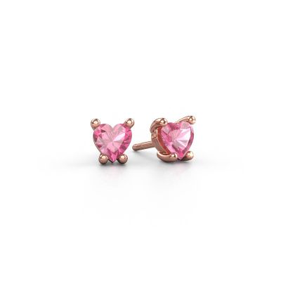 Boucles d'oreilles Sam Heart 585 or rose saphir rose 5 mm