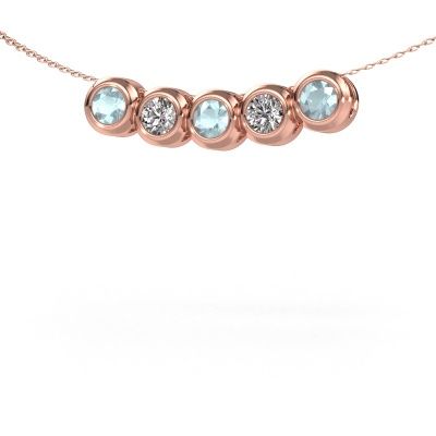 Kette Kim 5 585 Roségold Aquamarin 4 mm