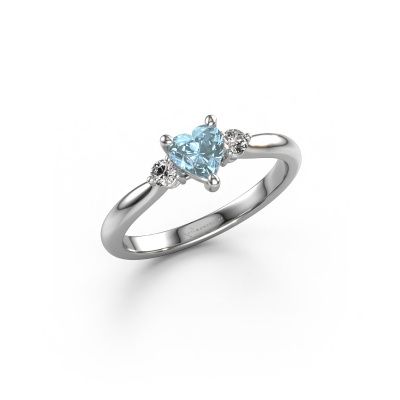 Engagement ring Lieselot HRT 585 white gold blue lab grown diamond 5 mm