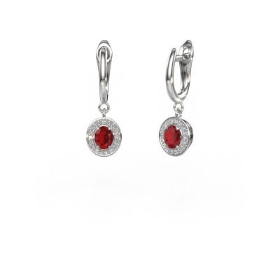 Pendants d'oreilles Nakita 950 platine rubis 5x4 mm