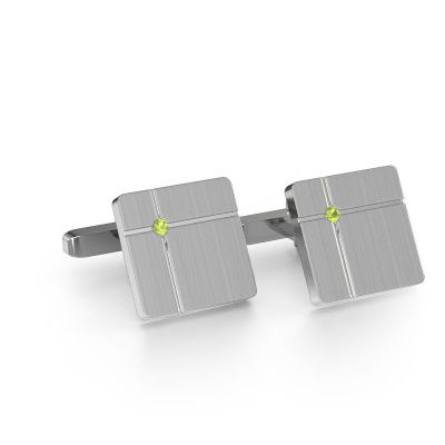 Cufflinks Hilco 585 white gold peridot 2 mm