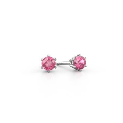 Boucles d'oreilles Fay 950 platine saphir rose 4.2 mm