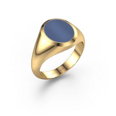 Zegelring Evon 2 585 goud blauw lagensteen 12x10 mm
