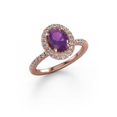 Engagement ring Talitha OVL 585 rose gold amethyst 7x5 mm