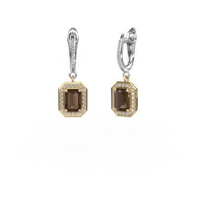 Drop earrings Dodie 2 585 gold smokey quartz 6.5x4.5 mm
