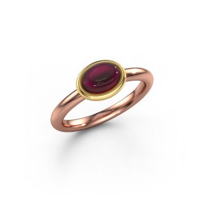 Ring Blossom OVL 585 rosé goud granaat 7x5 mm