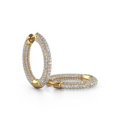 Hoop earrings Hope 15mm 585 gold zirconia 1 mm