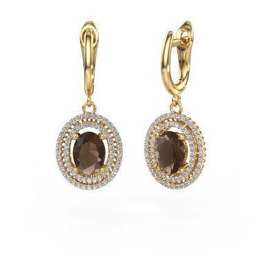 Drop earrings Karren 585 gold smokey quartz 8x6 mm