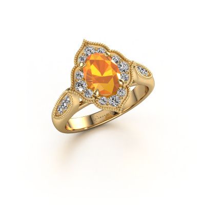 Verlobungsring Rosan 585 Gold Citrin 8x6 mm