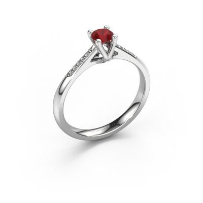 Promise ring Janna 2 585 white gold ruby 4 mm