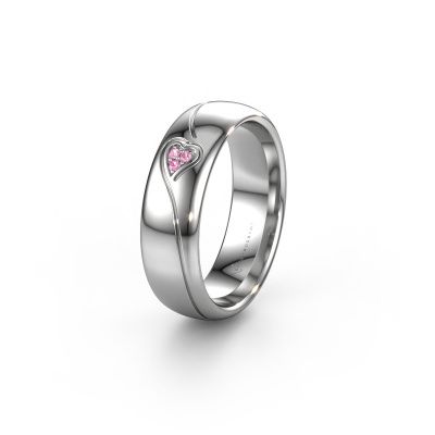 Wedding ring WH0168L36AP 585 white gold pink sapphire ±0.24x0.07 in
